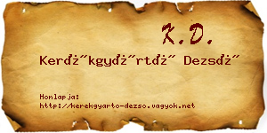 Kerékgyártó Dezső névjegykártya